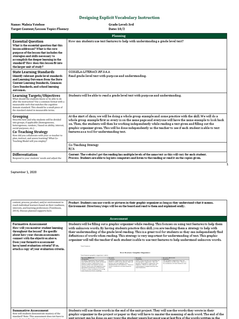 Explicit Vocabulary Instruction for Fluency | PDF | Educational ...