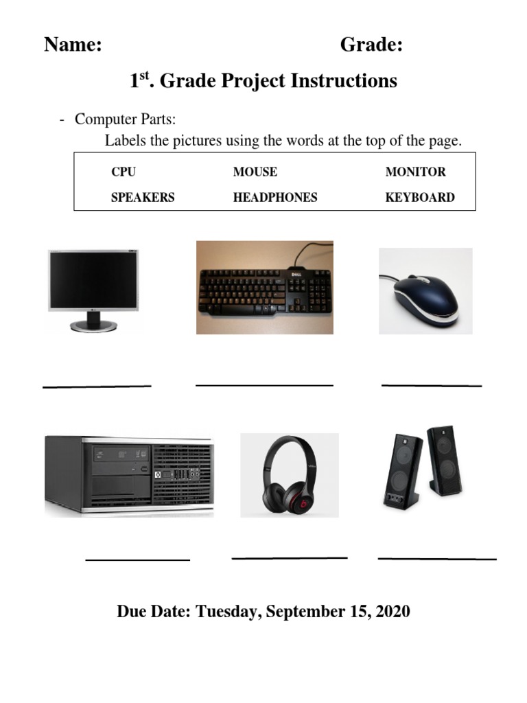 1st Grade Computer Parts Project | PDF
