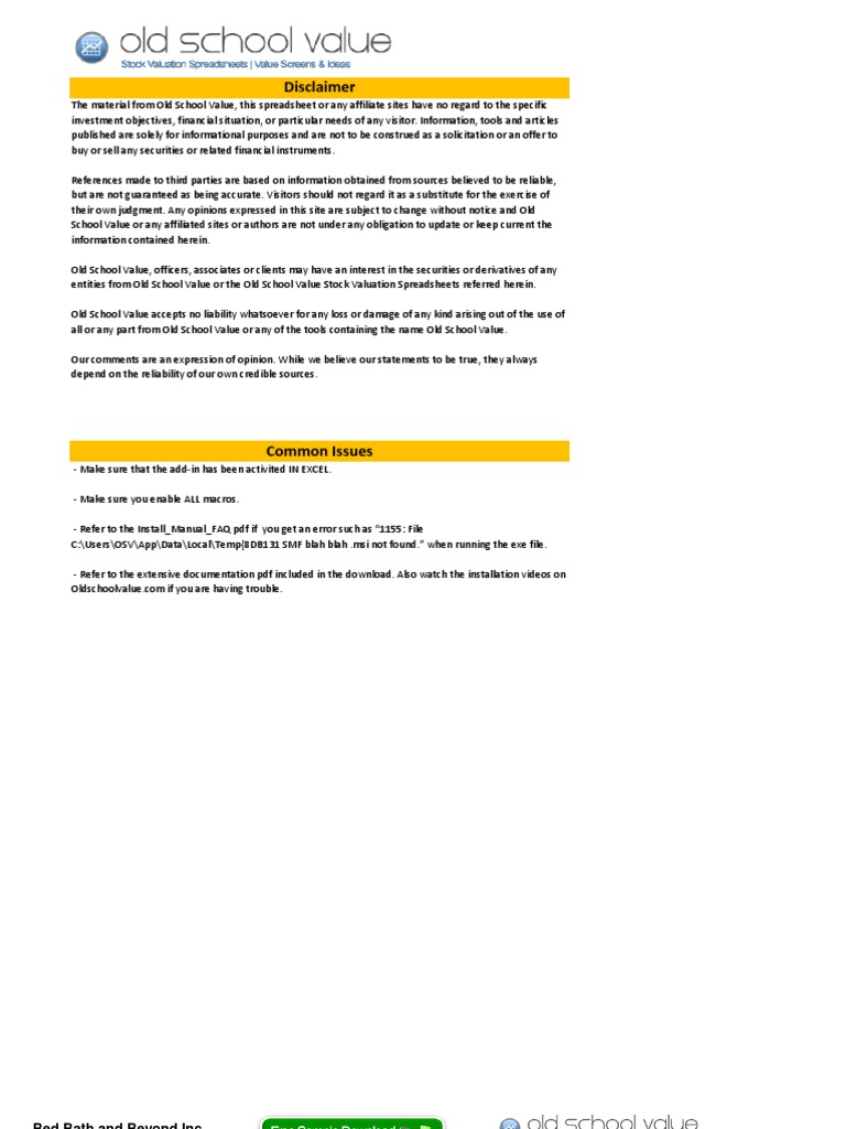 Bed Bath Beyond BBBY Stock Valuation PDF Corporations Investing