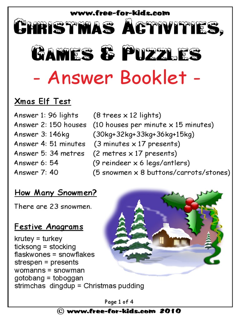 answers to christmas activities and puzzles pdf | pdf | folk