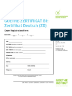 Goethe-Zertifikat B1: Zertifikat Deutsch (ZD) : Exam Registration Form