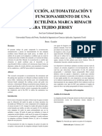 Reconstrucción, Automatización y Funcionamiento de Una Maquina Rectilinea Marca Rimach para Tejido Jersey