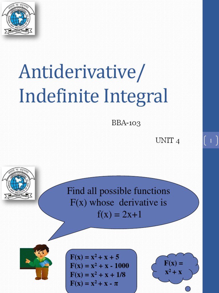 Indefinite Integrals and Antiderivatives | PDF | Mathematical Objects ...