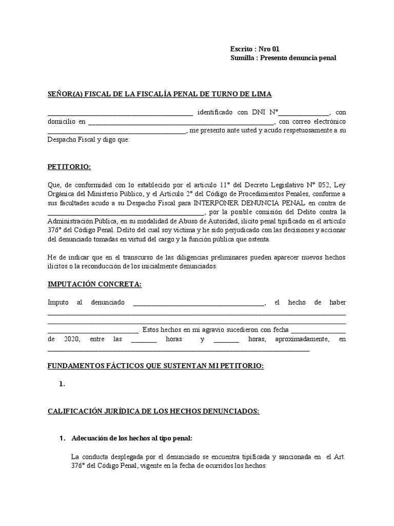 formato-denuncia-abuso-de-autoridad-pdf-derecho-penal