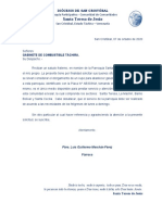 Solicitud de cupo de gasolina para vehículo parroquial