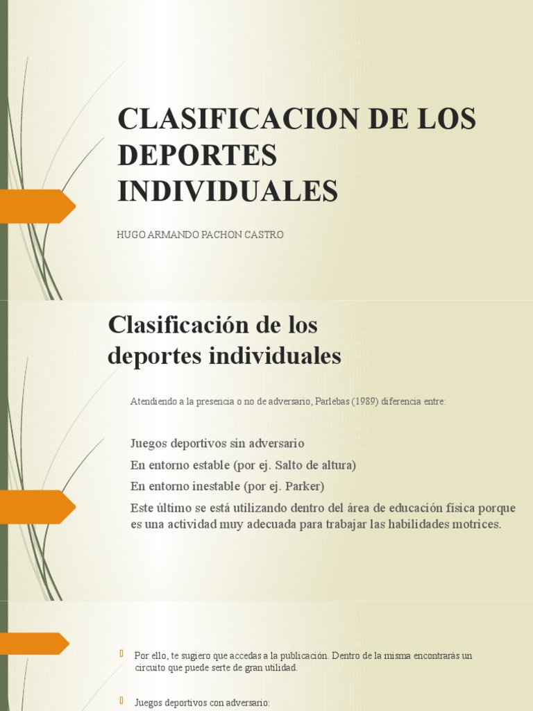 Clasificacion de Los Deportes Individuales | PDF | Deporte del ...