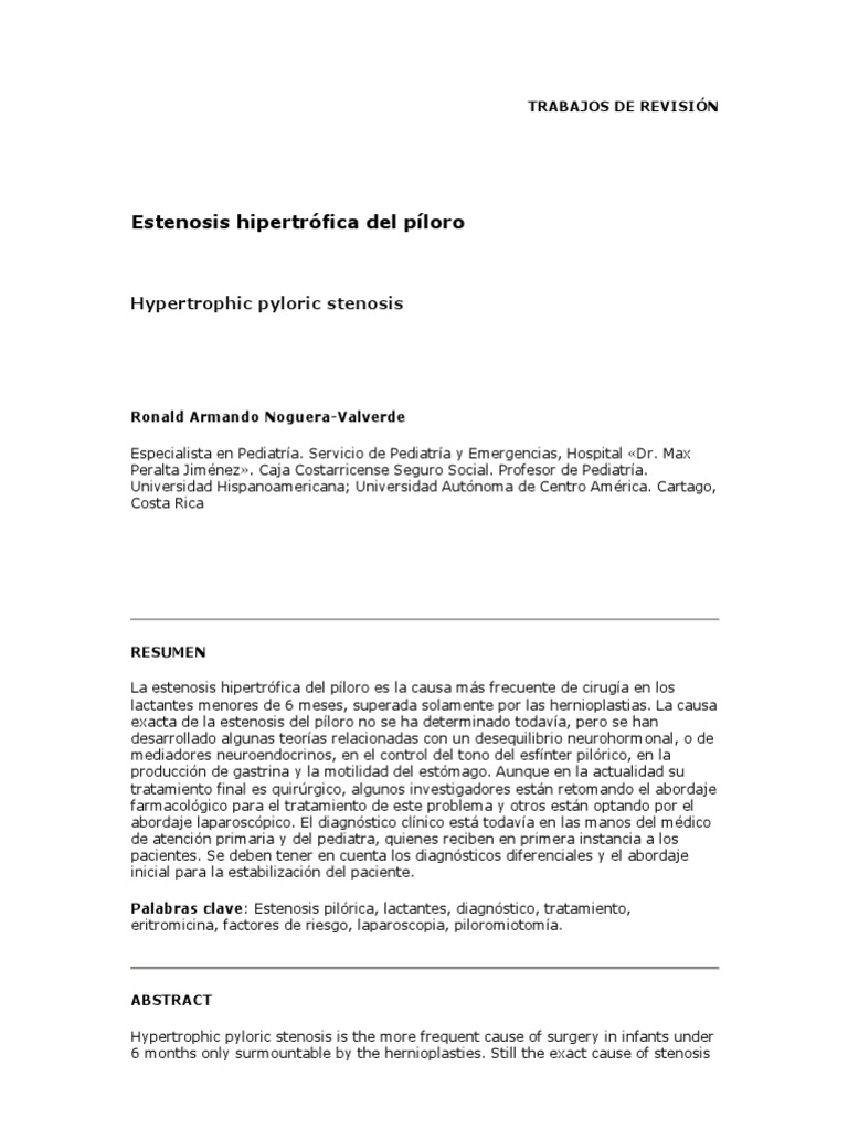 Estenose Hipertrofica Do Piloro | PDF | Estómago | Vómitos