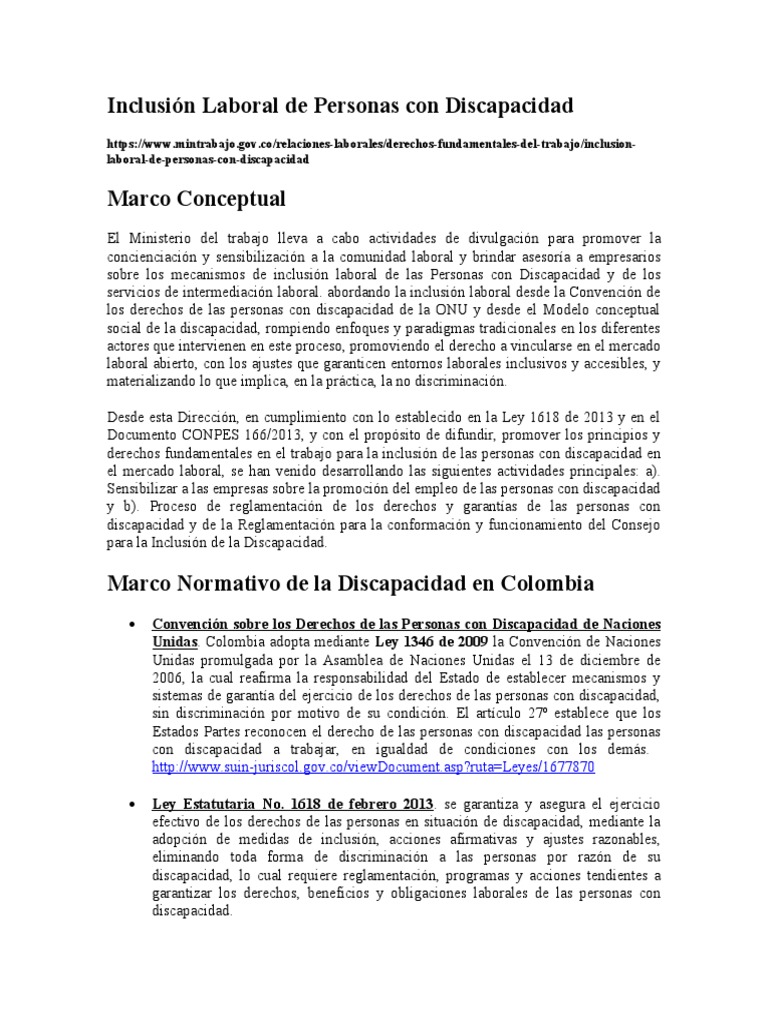 Inclusión Laboral de Personas Con Discapacidad | PDF | Invalidez ...