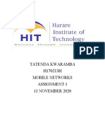 Tatenda Kwaramba H170213H Mobile Networks Assignment 1 11 NOVEMBER 2020