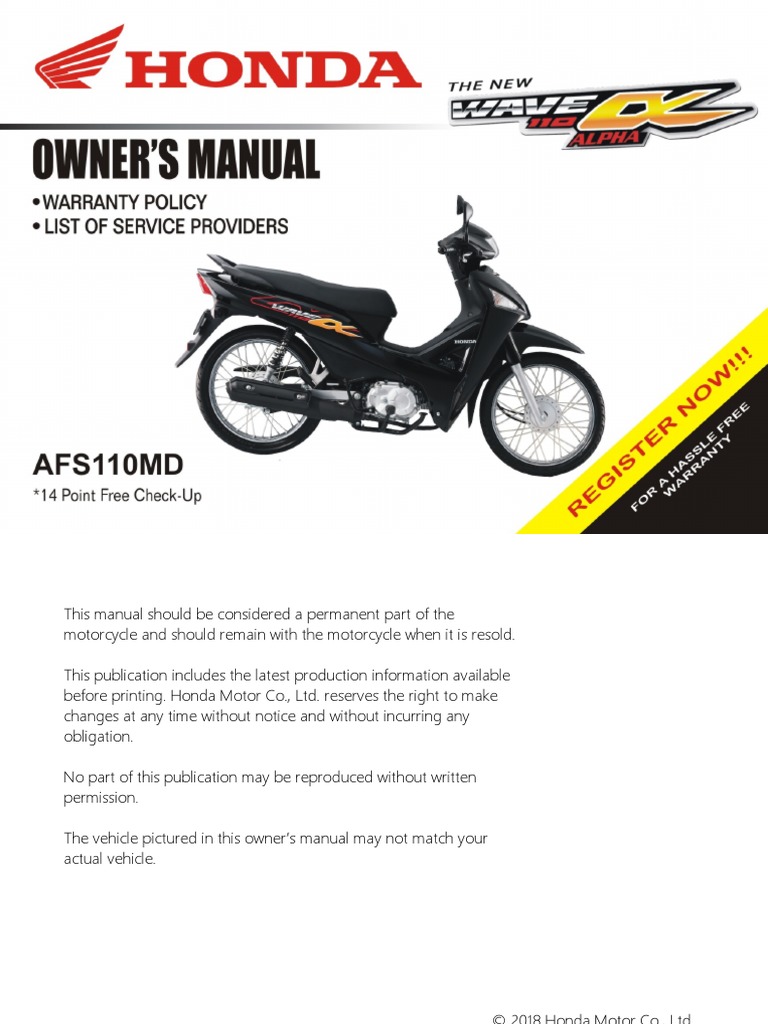 Honda Wave 110 Alpha 2019 Your Ultimate Repair and Maintenance Guide