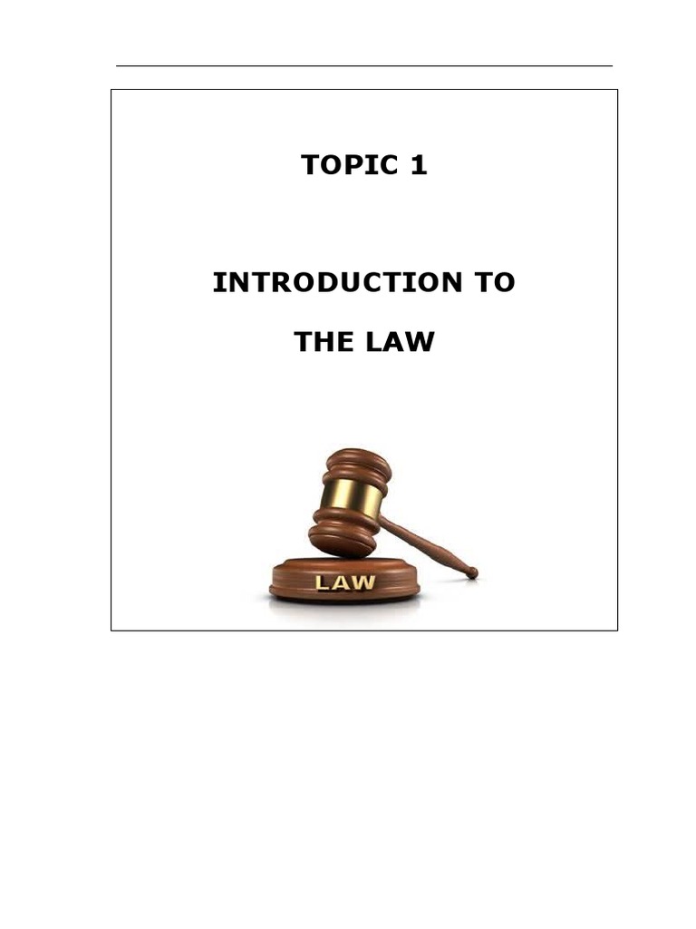 Topic 1 Introduction To The Law20216 PDF Equity (Law) Common Law