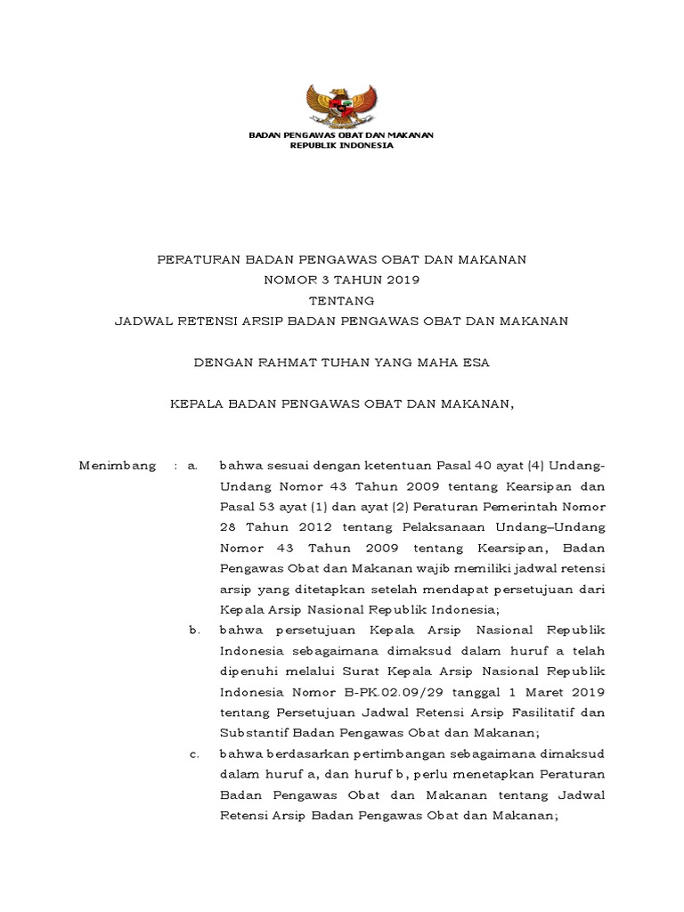 Perban BPOM No 3 Tahun 2019 Tentang JRA PDF