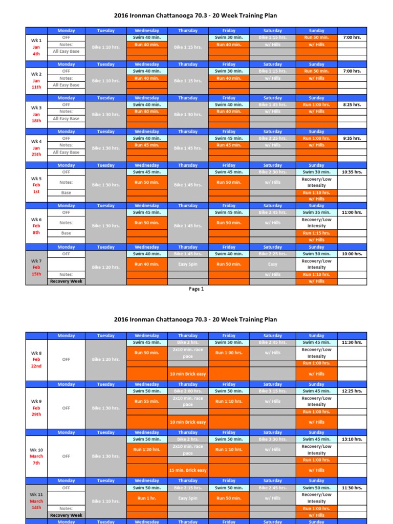 Ironman 70.3 Training Plan PDF Sports