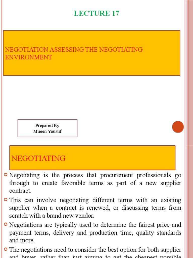 PROC-17-NEGOTIATIONS - Assessing The Negotiating Environment | PDF ...