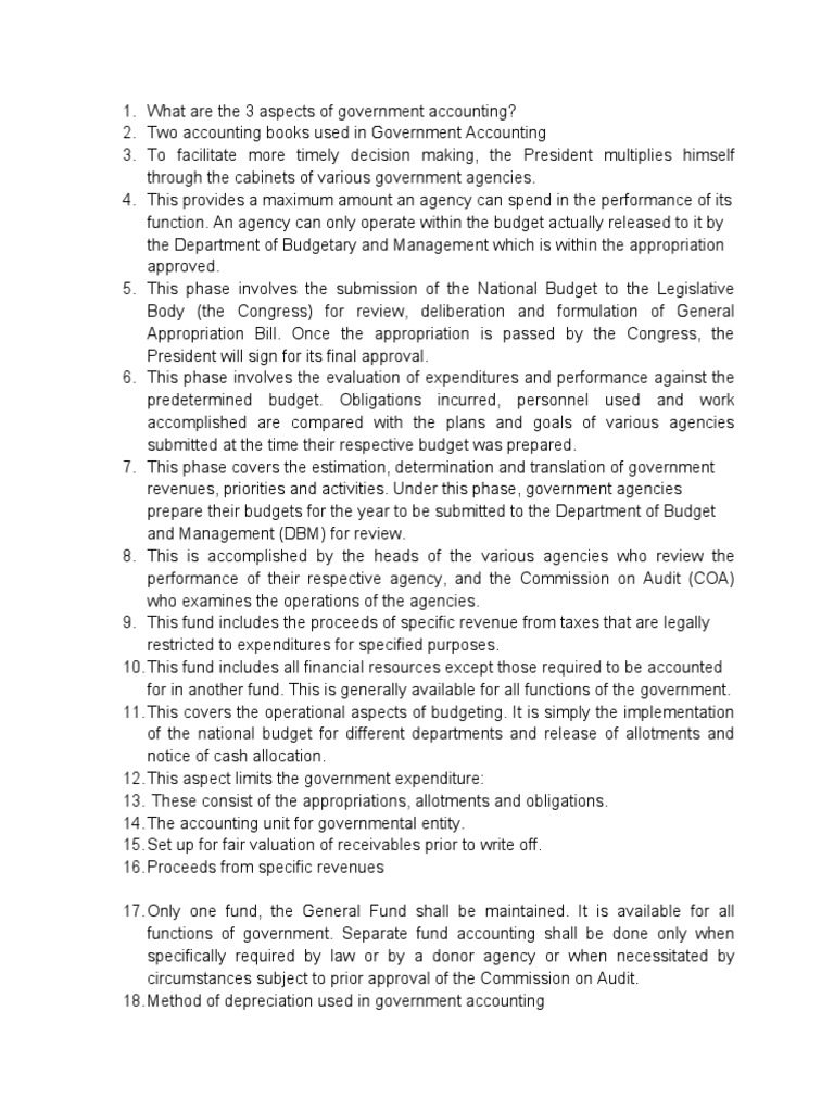 ReviewerGovernment AccountingQuestionsChap1 PDF Fund Accounting