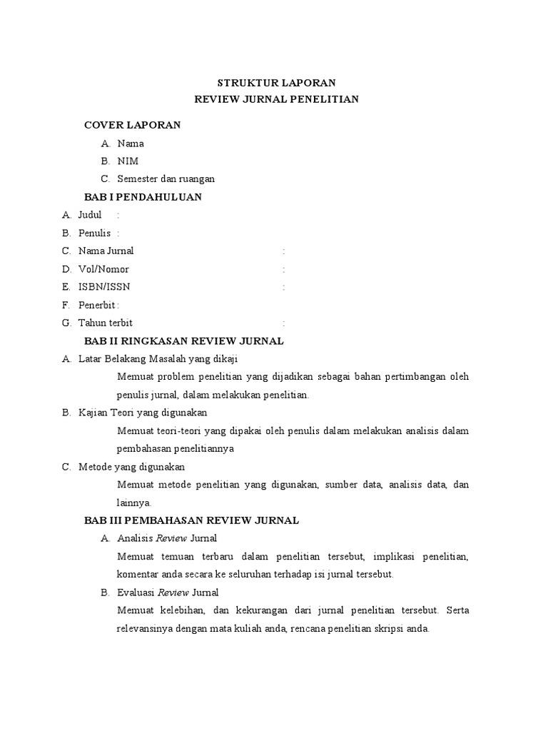 Struktur Laporan Review Jurnal Penelitian | PDF