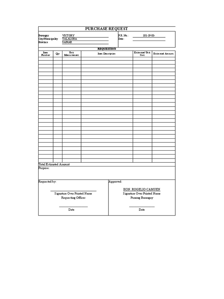 Barangay Purchase Request PDF