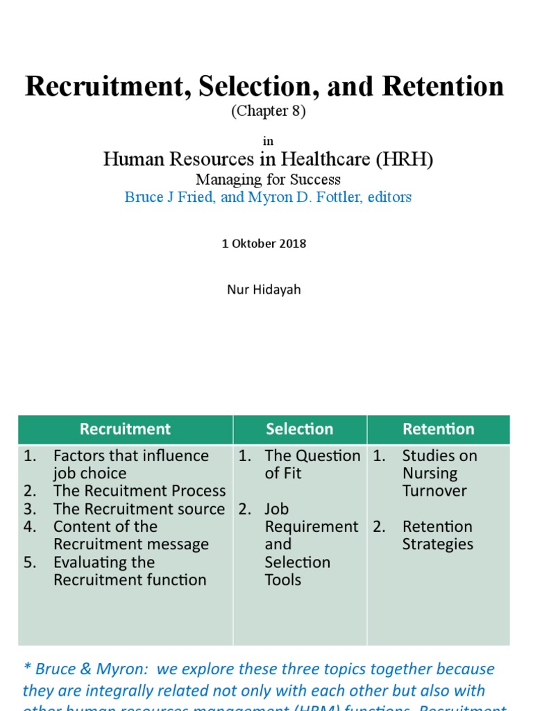 HRH (Human Resources in Healthcare) Chapter 8 (Recruitment 