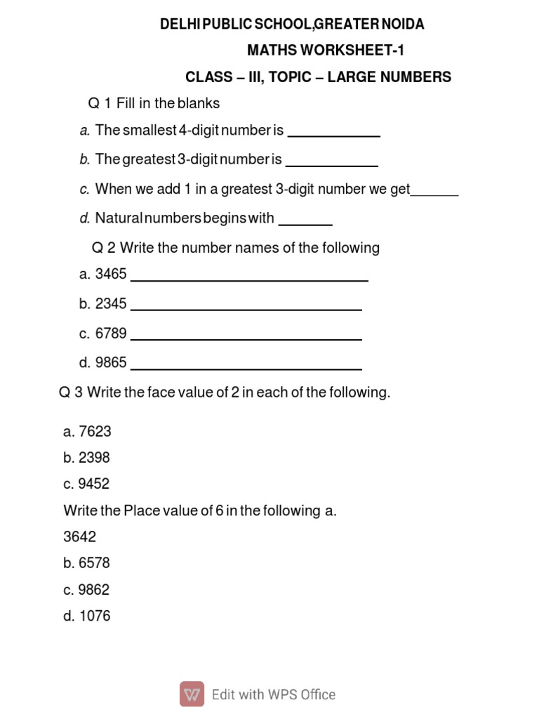 worksheet 1 class 3 pdf