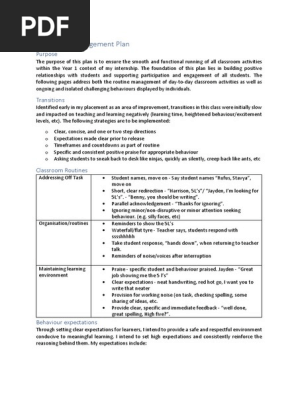 classroom management plan