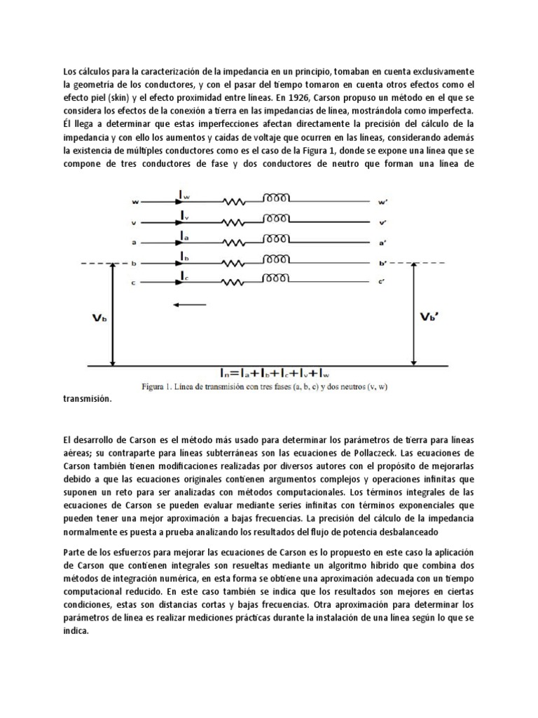 Ecuaciones de Carson para Impedancia | PDF | Impedancia eléctrica ...