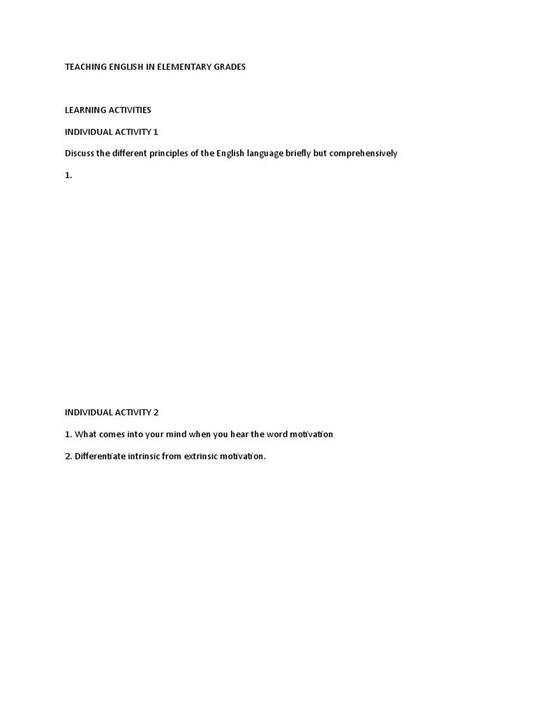 Teaching English in Elementary Grades | PDF