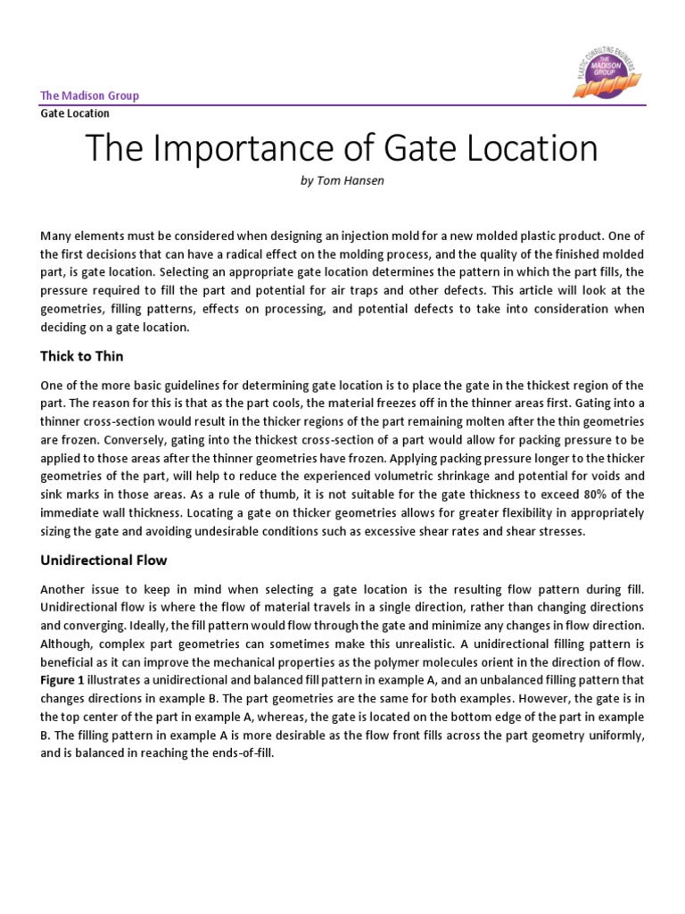 The Importance of Gate Location: Thick To Thin | PDF | Materials ...