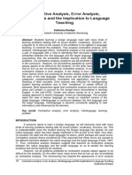 Contrastive Analysis, Error Analysis, Interlanguage and The Implication To Language Teaching