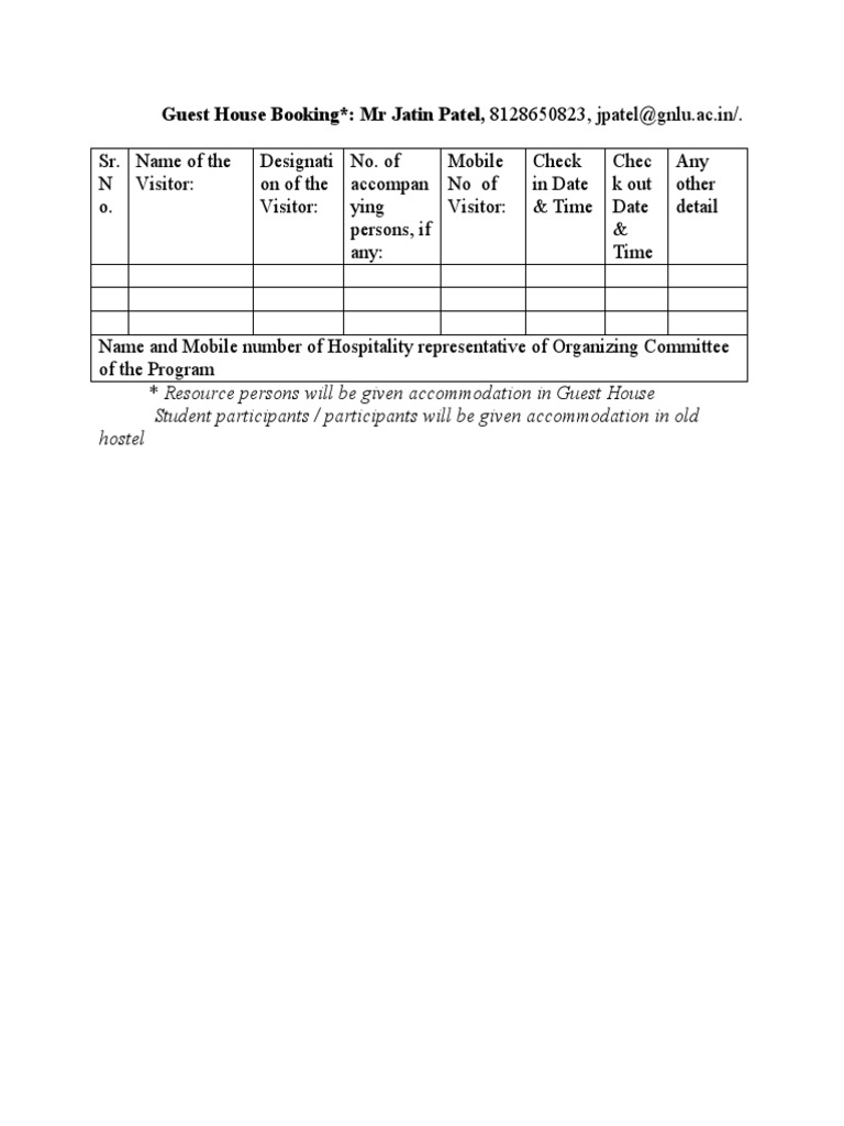 Guest House Booking Application Format | PDF