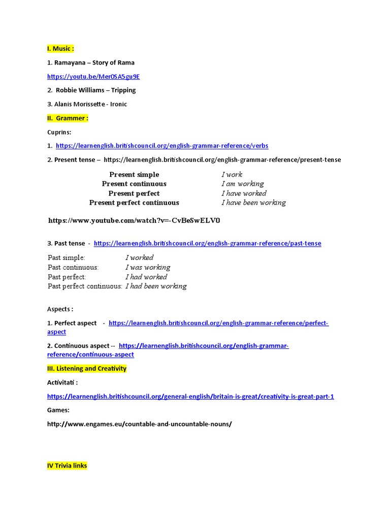 English Grammar & Music Guide | PDF