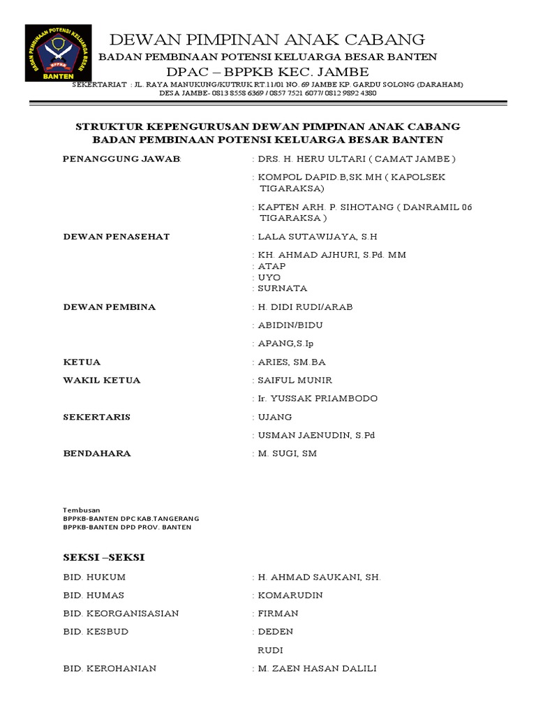 Dewan Pimpinan Anak Cabang Docx Bppkb