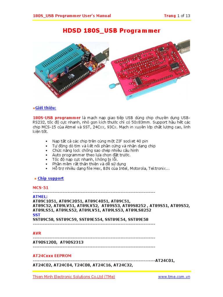 HDSD 180S - USB Programmer | PDF