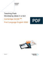 Teaching Pack Developing Ideas in A Text: Cambridge IGCSE First Language English 0500