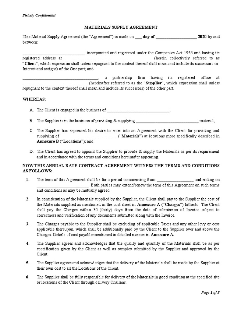 Materials Supply Contract | PDF | Damages | Receipt