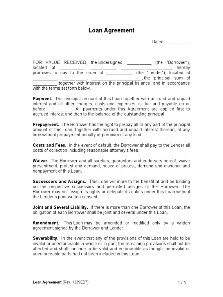 Loan Agreement Template | PDF | Loans | Interest