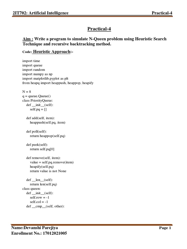 Practical-4: 2IT702: Artificial Intelligence Practical-4 | PDF ...