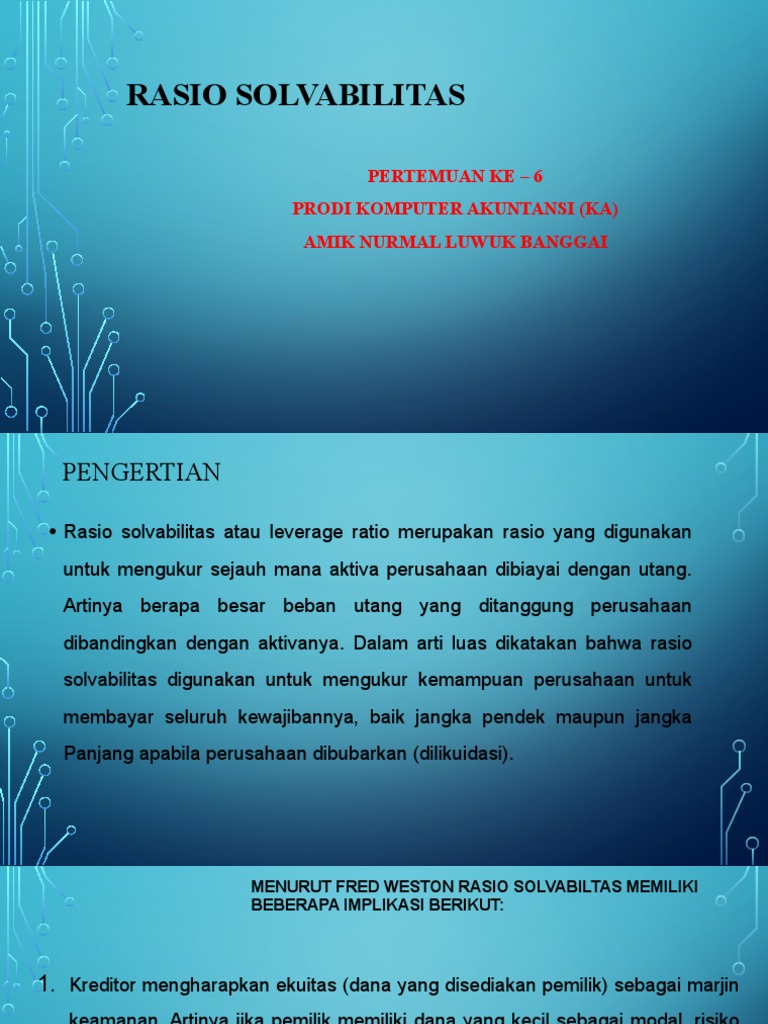 Rasio Solvabilitas | PDF | Pengelolaan Keuangan & Uang
