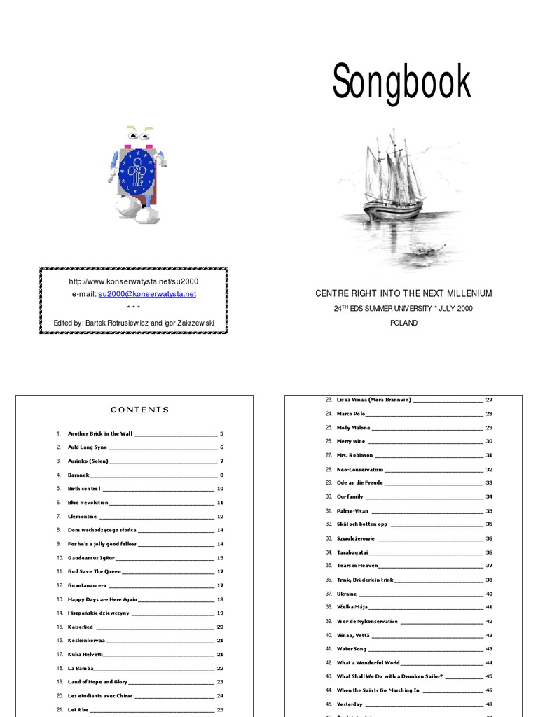 Songbook for Summer University 2000 | PDF