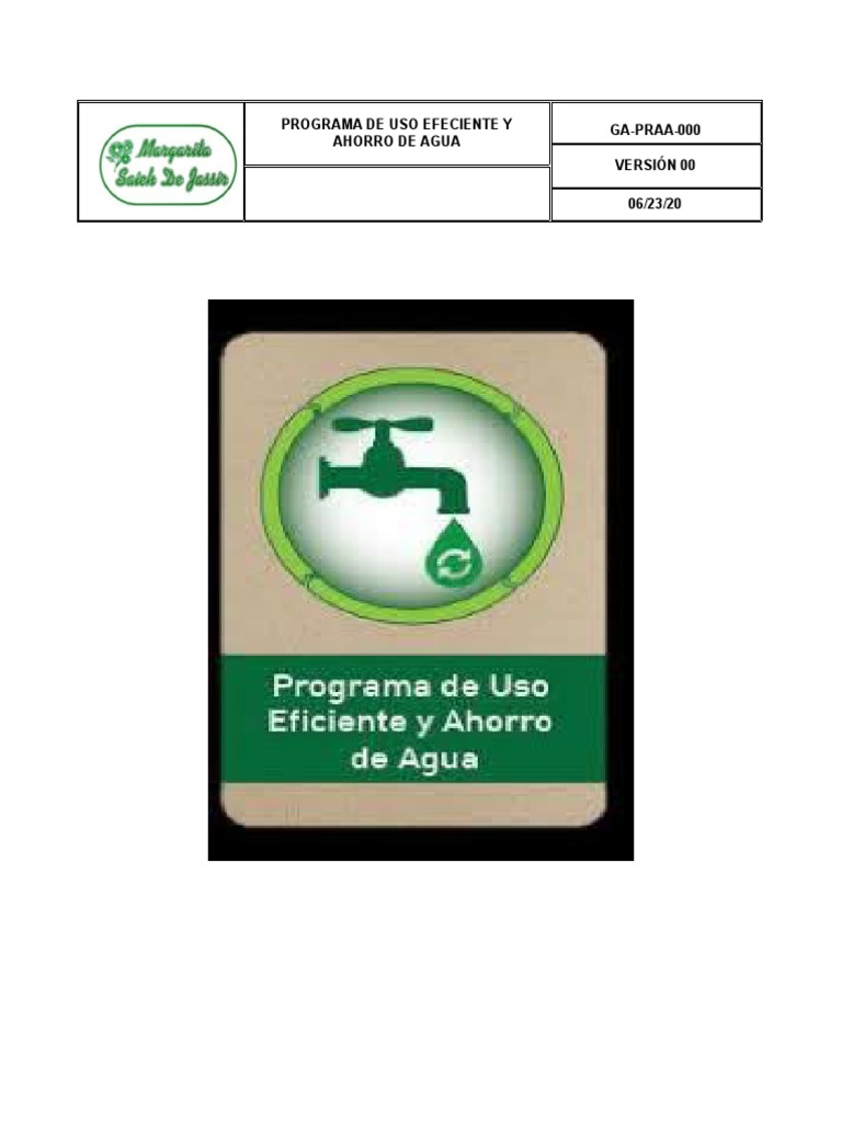 Programa de Ahorro y Uso Eficiente de Agua | PDF | Consumo (economía ...