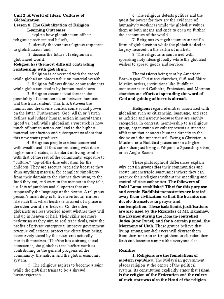 Lesson 6 the globalization of religion pdf islamic state of iraq