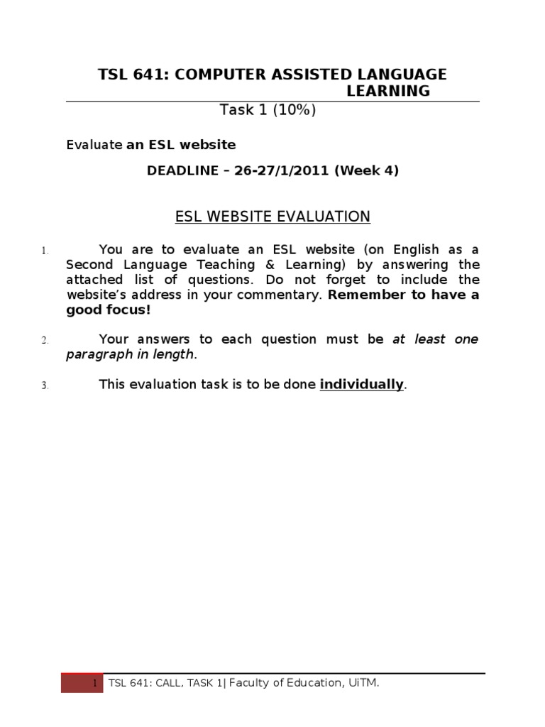 Task 1 - Website Evaluation 2011 | PDF