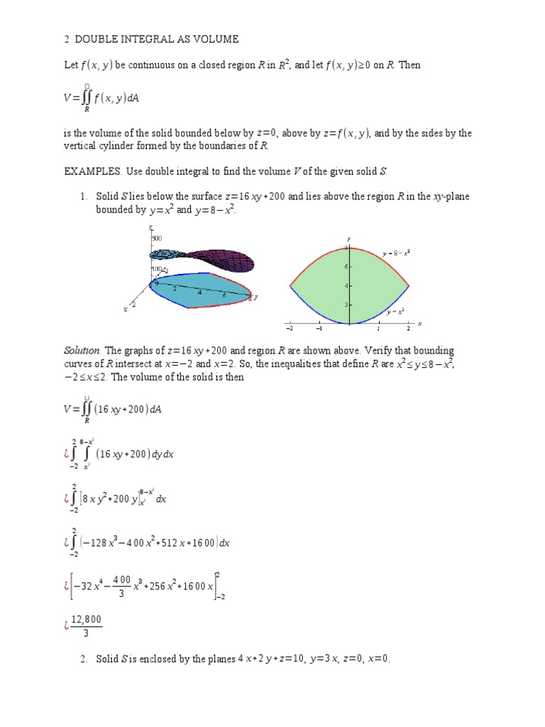Y 2 Double Integral As Volume (Optl) | PDF
