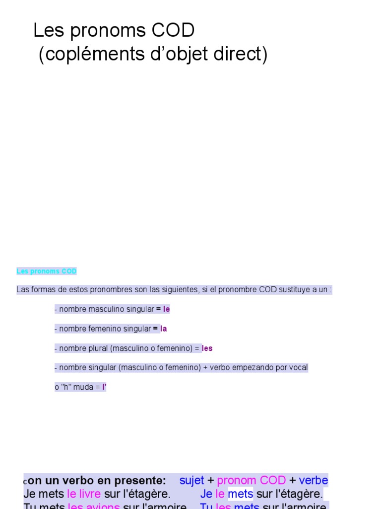 Maîtriser les pronoms COD en français | PDF