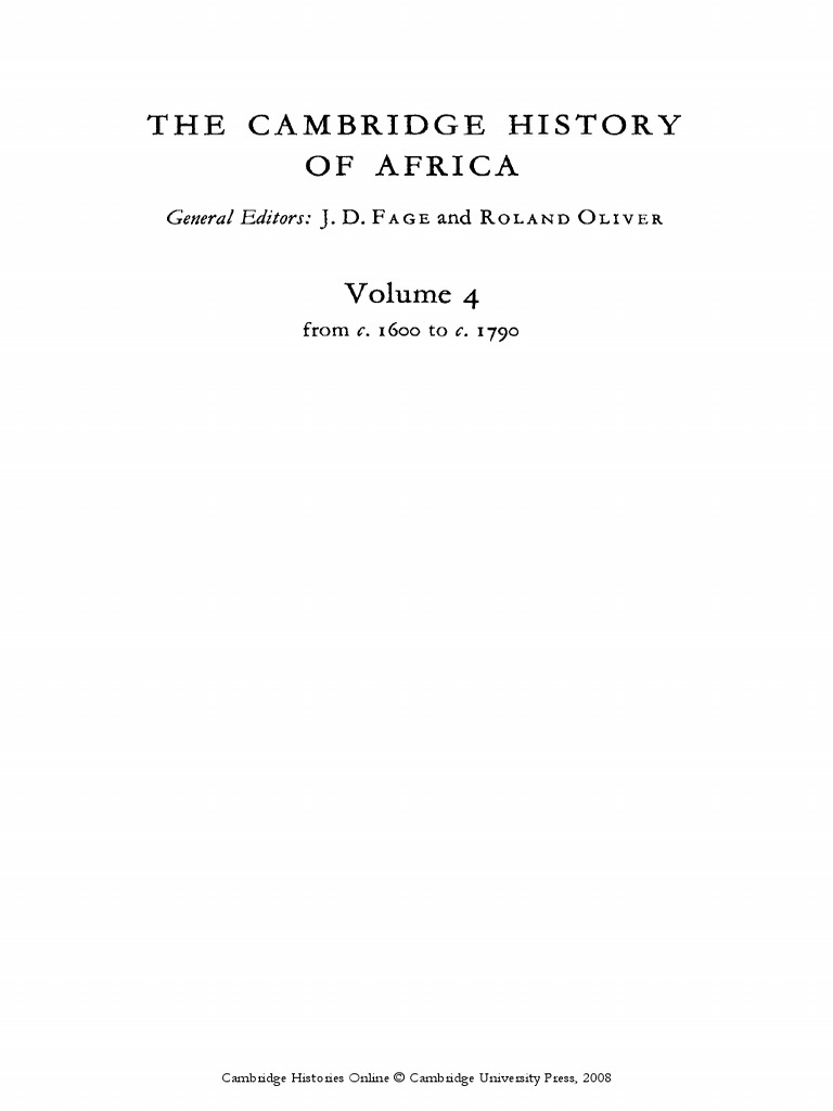 The Cambridge History of Africa, Volume 4 PDF PDF Atlantic Slave Trade Africa