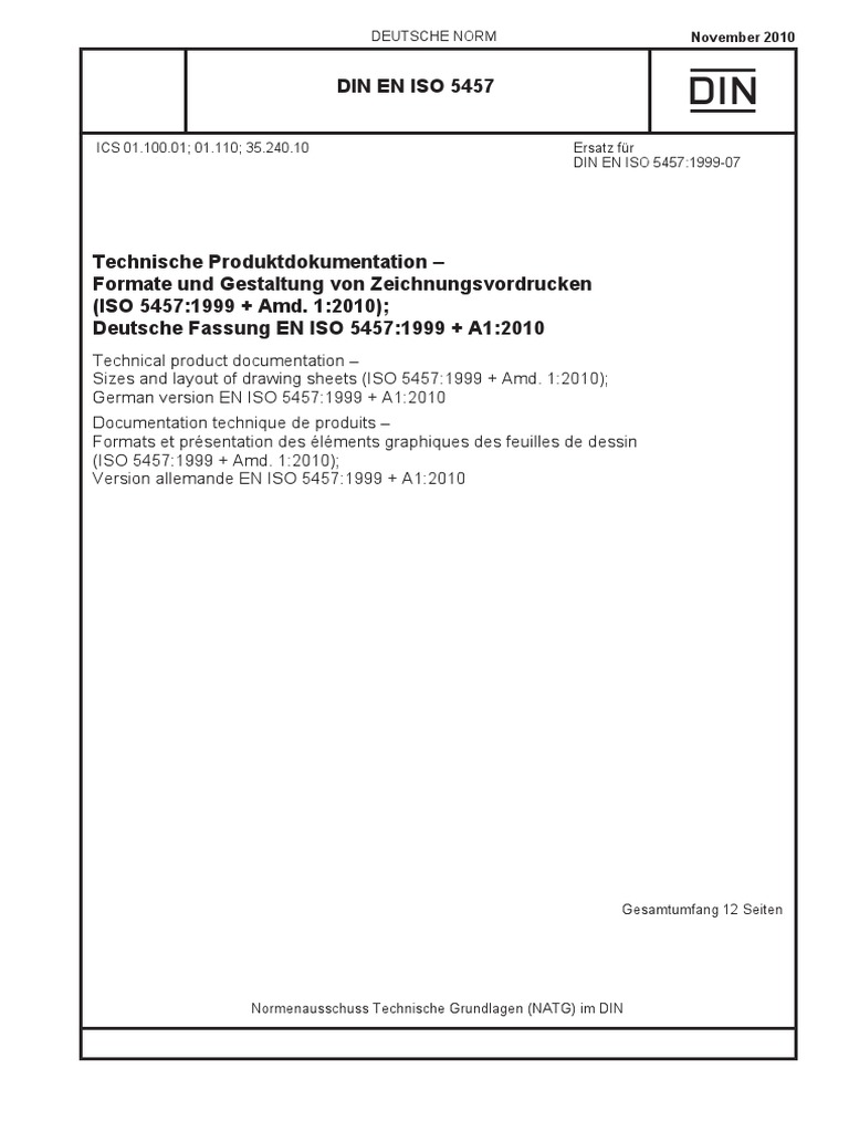 Din en Iso 5457 2010-11 | PDF