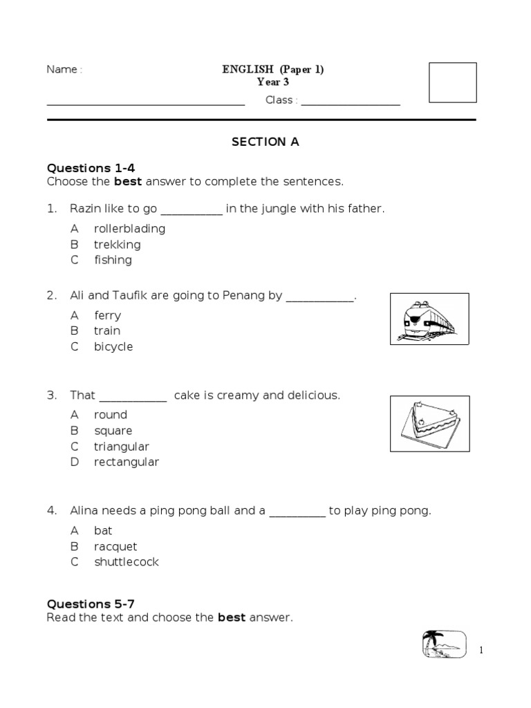 Contoh Soalan Bahasa Inggeris Pemahaman Tahun 4 - Rasmi X