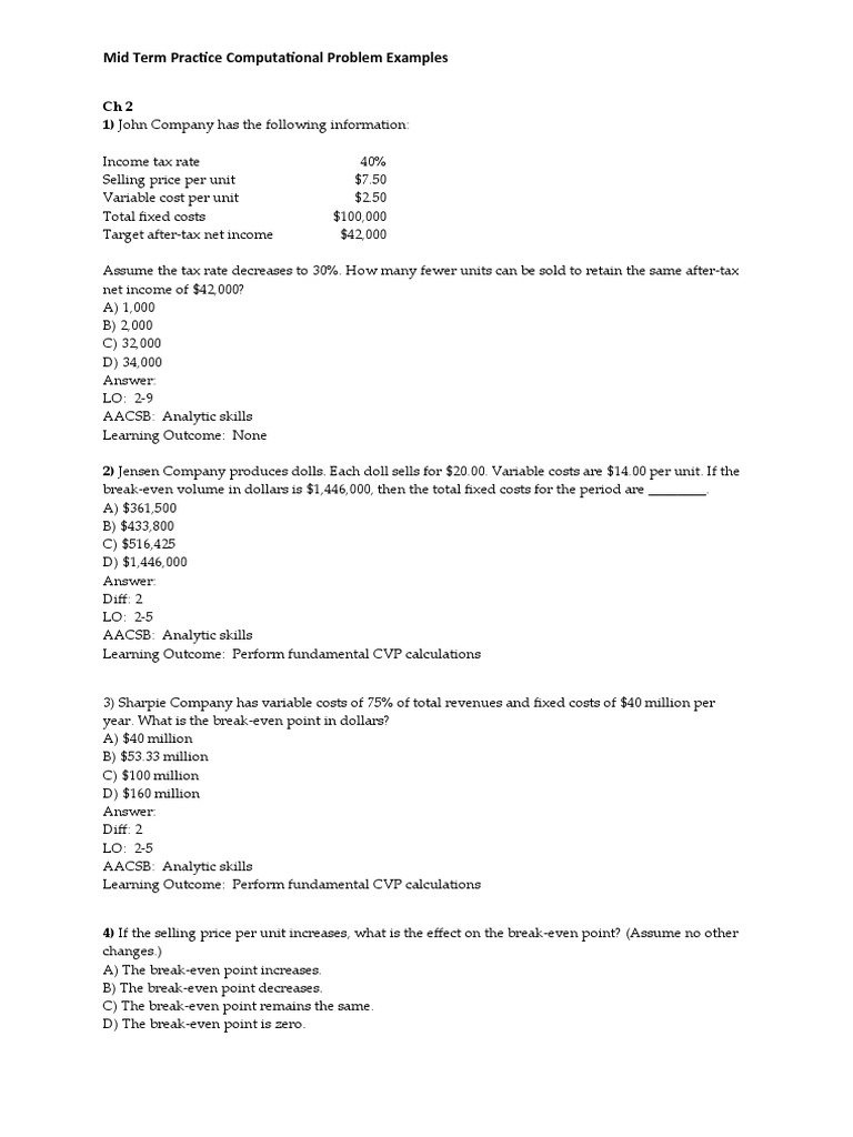 Mid Term Practice | PDF | Cost Of Goods Sold | Inventory