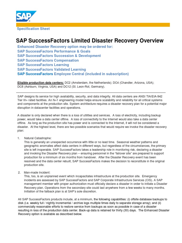 SAP ARIBA DISASTER RECOVERY visual data 2
