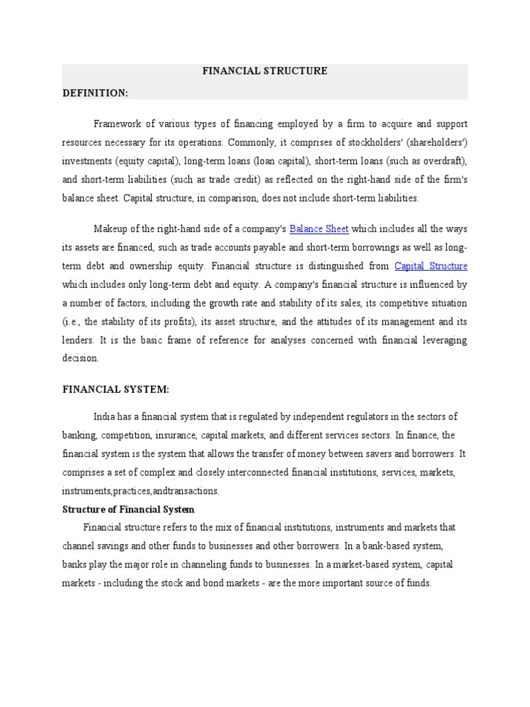 Financial Structure Definition Balance Sheet PDF Financial