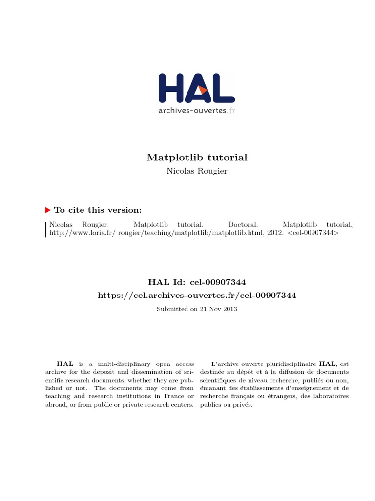 Matplotlib Tutorial: Nicolas Rougier | PDF | Matlab | Parameter ...